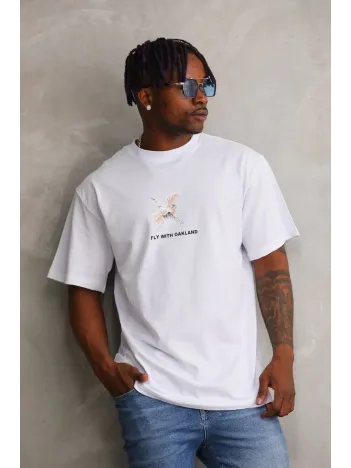 Unisex Baskılı Oversize T-Shirt - Beyaz Unisex Baskılı Oversize T-Shirt - Beyaz