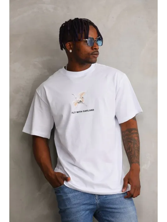 Unisex Baskılı Oversize T-Shirt - Beyaz Unisex Baskılı Oversize T-Shirt - Beyaz
