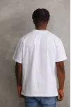 Unisex Baskılı Oversize T-shirt - Beyaz