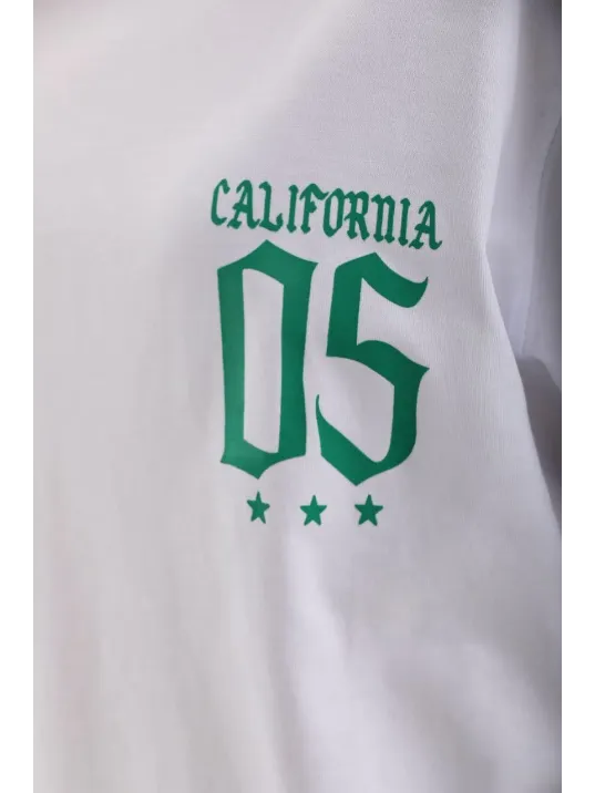 Unisex Baskılı Oversize T-Shirt - Beyaz