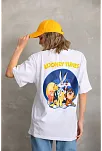 Unisex Baskılı Oversize T-shirt - Beyaz