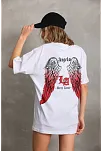 Unisex Baskılı Oversize T-shirt - Beyaz