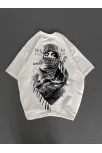 Unisex Baskılı Oversize T-shirt - Beyaz