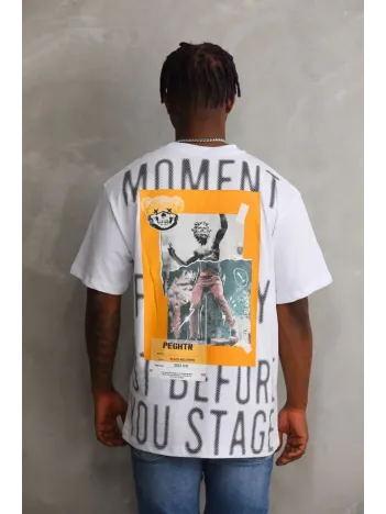 Unisex Baskılı Oversize T-Shirt - Beyaz