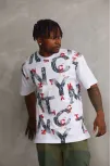 Unisex Baskılı Oversize T-shirt - Beyaz