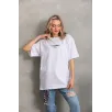 Unisex Baskılı Oversize T-Shirt - Beyaz