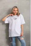 Unisex Baskılı Oversize T-shirt - Beyaz