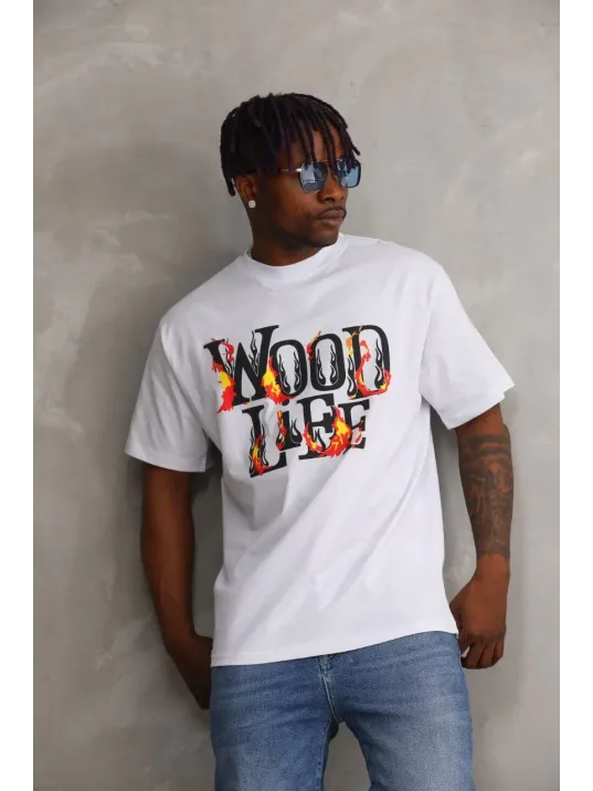 Unisex Baskılı Oversize T-Shirt - Beyaz Unisex Baskılı Oversize T-Shirt - Beyaz