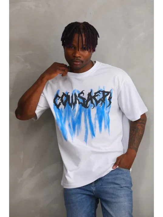 Unisex Baskılı Oversize T-Shirt - Beyaz Unisex Baskılı Oversize T-Shirt - Beyaz