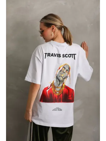 Unisex Baskılı Oversize T-Shirt - Beyaz Unisex Baskılı Oversize T-Shirt - Beyaz