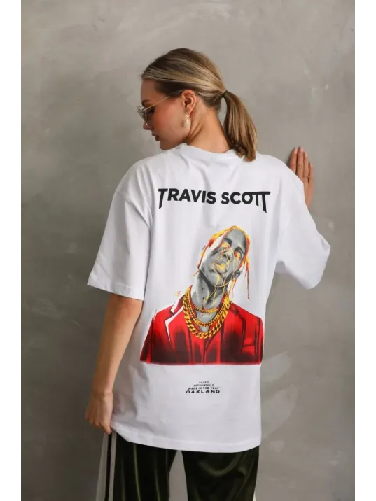 Unisex Baskılı Oversize T-Shirt - Beyaz Unisex Baskılı Oversize T-Shirt - Beyaz