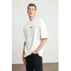 Unisex Baskılı Oversize T-Shirt - Beyaz Unisex Baskılı Oversize T-Shirt - Beyaz