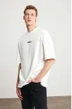 Unisex Baskılı Oversize T-shirt - Beyaz