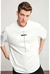 Unisex Baskılı Oversize T-shirt - Beyaz