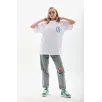 Unisex Baskılı Oversize T-Shirt - Beyaz