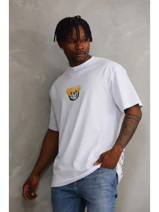 Unisex Baskılı Oversize T-Shirt - Beyaz Unisex Baskılı Oversize T-Shirt - Beyaz