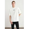 Unisex Baskılı Oversize T-Shirt - Beyaz Unisex Baskılı Oversize T-Shirt - Beyaz