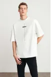 Unisex Baskılı Oversize T-shirt - Beyaz