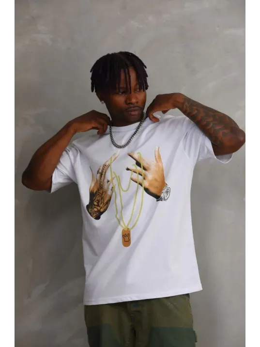 Unisex Baskılı Oversize T-Shirt - Beyaz Unisex Baskılı Oversize T-Shirt - Beyaz