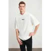 Unisex Baskılı Oversize T-Shirt - Beyaz Unisex Baskılı Oversize T-Shirt - Beyaz