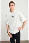 Unisex Baskılı Oversize T-shirt - Beyaz