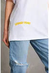 Unisex Baskılı Oversize T-shirt - Beyaz