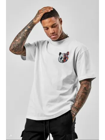 Unisex Baskılı Oversize T-Shirt - Beyaz Unisex Baskılı Oversize T-Shirt - Beyaz