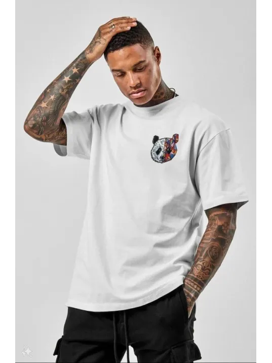 Unisex Baskılı Oversize T-Shirt - Beyaz Unisex Baskılı Oversize T-Shirt - Beyaz