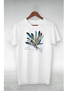 Unisex Baskılı Oversize T-shirt - Beyaz