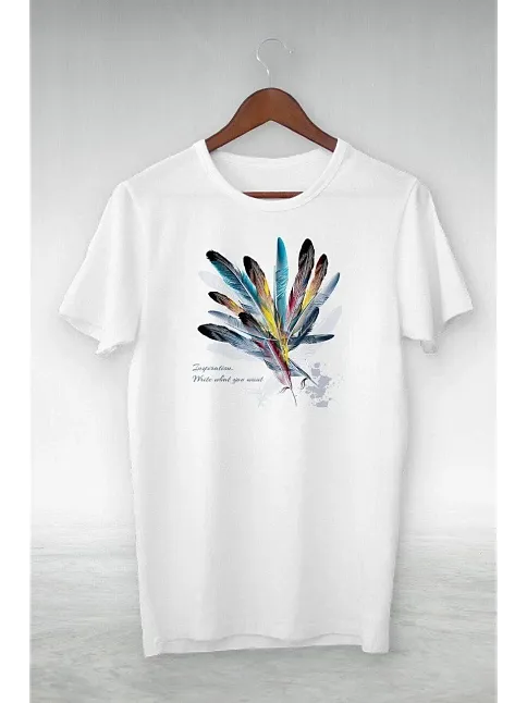 Unisex Baskılı Oversize T-shirt - Beyaz