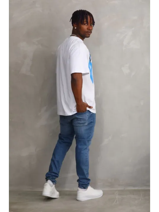 Unisex Baskılı Oversize T-Shirt - Beyaz Unisex Baskılı Oversize T-Shirt - Beyaz