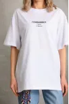 Unisex Baskılı Oversize T-shirt - Beyaz