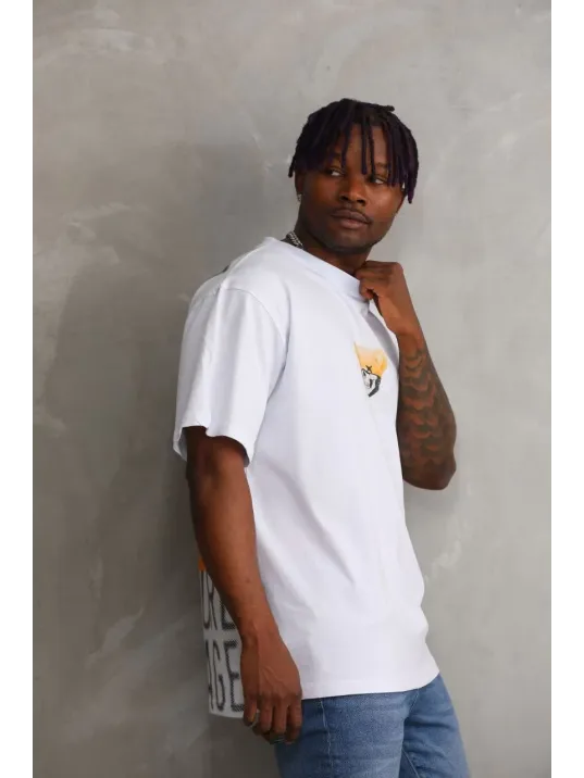 Unisex Baskılı Oversize T-Shirt - Beyaz Unisex Baskılı Oversize T-Shirt - Beyaz