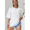 Unisex Baskılı Oversize T-Shirt - Beyaz