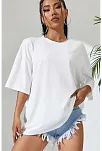 Unisex Baskılı Oversize T-shirt - Beyaz