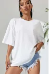 Unisex Baskılı Oversize T-shirt - Beyaz