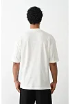 Unisex Baskılı Oversize T-shirt - Beyaz