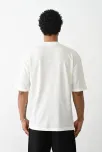 Unisex Baskılı Oversize T-shirt - Beyaz