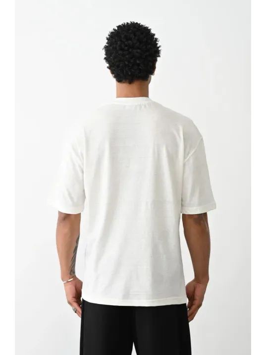 Unisex Baskılı Oversize T-Shirt - Beyaz Unisex Baskılı Oversize T-Shirt - Beyaz