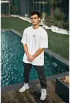 Unisex Baskılı Oversize T-shirt - Beyaz