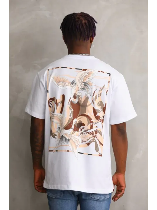 Unisex Baskılı Oversize T-Shirt - Beyaz Unisex Baskılı Oversize T-Shirt - Beyaz