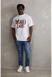 Unisex Baskılı Oversize T-shirt - Beyaz