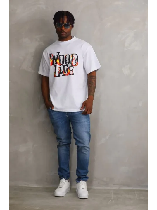 Unisex Baskılı Oversize T-Shirt - Beyaz Unisex Baskılı Oversize T-Shirt - Beyaz