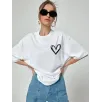 Unisex Baskılı Oversize T-Shirt - Beyaz