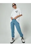 Unisex Baskılı Oversize T-shirt - Beyaz