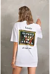 Unisex Baskılı Oversize T-shirt - Beyaz