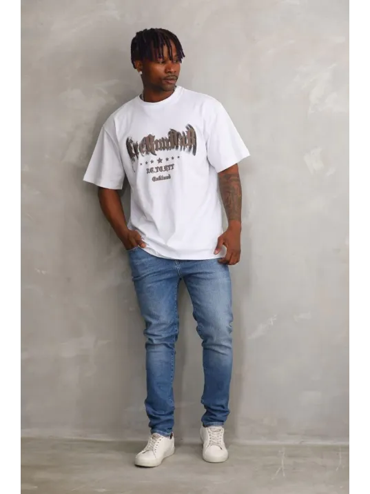 Unisex Baskılı Oversize T-Shirt - Beyaz Unisex Baskılı Oversize T-Shirt - Beyaz