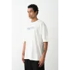 Unisex Baskılı Oversize T-Shirt - Beyaz