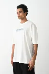 Unisex Baskılı Oversize T-shirt - Beyaz