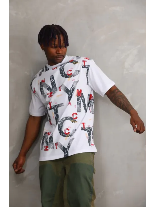 Unisex Baskılı Oversize T-Shirt - Beyaz Unisex Baskılı Oversize T-Shirt - Beyaz